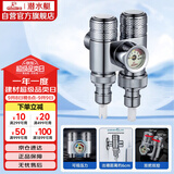 潜水艇（Submarine）一进二出三通角阀黄铜亮银双把双控单独出水压力显示自带止水装置
