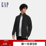 GAP男女装刺绣logo撞色拼接立领夹克外套简约676244 黑色 180/100A(XL) 亚洲尺码