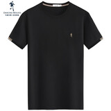 与狼共舞【含桑蚕丝】圆领短袖T恤男2025夏季新款刺绣凉感透气打底短t6623 黑色001 M (170)