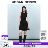 UR春季新款女摩登气质褶皱收腰显瘦无袖连衣裙UYY750030 黑色 XL