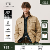 Teenie Weenie小熊男装羽绒服冬季衬衫式羽绒服保暖外套外套男 卡其色 L (175)