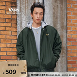 VANS范斯官方 男女情侣棉夹克连帽棒球服外套 黑色   M   