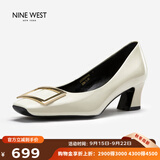 NINE WEST玖熙女鞋秋季气质高跟皮鞋女士方头单鞋子女款 NH434045FK 米白35