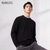 MARKLESS针织衫男秋冬保暖毛衣圆领休闲打底衫1713 星空黑  平纹  L   