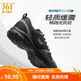 361°运动鞋男鞋秋季新品防泼水皮革面跑步鞋轻质耐磨革网透气黑色鞋子 曜石黑/烟灰 41