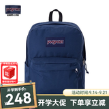 JANSPORT杰斯伯书包轻便双肩包男女旅行包简约背包电脑包学生校园 4QUE003海军蓝/藏青色-侧袋+隔层