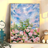 QUEENJOYdiy数字油画玫瑰手工填色油彩画治愈手工简约花卉客厅装饰画挂画 山茶花01 【绷好内框+画笔颜料】 40cm*50cm