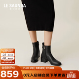 莱尔斯丹[奶油可可]小方头拉链粗跟瘦瘦靴女靴女鞋44906 黑色BKK 36