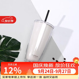 乐扣乐扣（LOCK&LOCK）双层吸管塑料杯学生上班族夏日大容量畅饮便携水杯750ML 白色