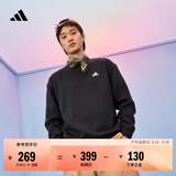 adidas情侣款休闲抓绒圆领长袖卫衣套头衫男女秋季阿迪达斯轻运动   黑色/白   L