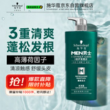 施华蔻（Schwarzkopf）男士薄荷活力洗发露450ml 长效清爽控油蓬松洗发水舒缓头皮洗头膏