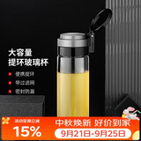 希诺单层玻璃杯大容量便携提环运动水杯男过滤泡茶杯子XN-9076 695mL