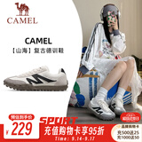 骆驼（CAMEL）情侣穿搭德训鞋山海红色黄色复古休闲百搭运动男女防滑板鞋 7606，象牙白/黑，女 38