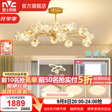 雷士（NVC）北欧现代轻奢智能网红led萤光客厅吊灯餐厅吊灯中山灯具灯饰套餐 15头吊杆 【三室两厅+浴霸*2】