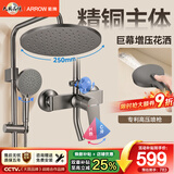箭牌（ARROW）淋浴花洒 精铜龙头枪灰增压花洒喷头手持花洒莲蓬头