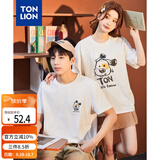 唐狮（TonLion）夏款短袖男女高级感情侣前胸小狗图案圆领T恤