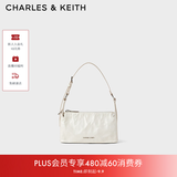 CHARLES&KEITH褶皱手提斜挎小方包腋下包女士生日礼物CK2-80160183 CK2-80160183Cream奶白色 S