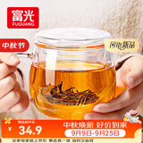 富光花茶杯 男女士茶水分离杯子 双层办公泡茶玻璃杯带把高硼硅水杯