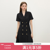 范思蓝恩正式气质通勤连衣裙女夏季收腰显瘦面试西装裙 黑色 L