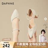 DAPHNE达芙妮包头凉鞋女粗跟夏季新款法式一字带单鞋名媛高跟鞋 米白色 6cm 36 (230mm) 标准码