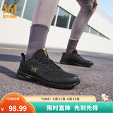 361°运动鞋男鞋秋季新品防泼水皮革面跑步鞋轻质耐磨革网透气黑色鞋子 曜石黑/皇冠金【皮革面防泼水】 42