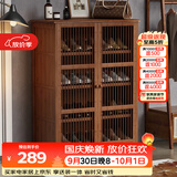 安尔雅新中式鞋柜门口简易鞋架家用收纳透气大容量多层玄关柜 双门款