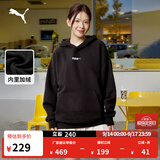 彪马（PUMA）加绒保暖加厚圆领卫衣男女情侣冬长袖运动上衣534364 黑色-01 XL (185/104A)