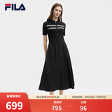 FILA斐乐连衣裙女士简约美学时尚休闲简约修身短袖连身裙舒适百搭 正黑色-BK 2XL 180/96A/XXL