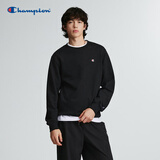 Champion冠军卫衣男士女长袖秋季经典刺绣小C圆领潮牌复古衣服 黑色 XL