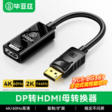 毕亚兹DP转HDMI转接头4K60Hz高清DisplayPort公对母视频转换器 适用电脑显卡台式机接显示器连接线
