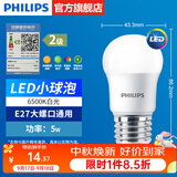 飞利浦（PHILIPS）LED灯泡节能灯超大球泡光源E27大螺口灯饰电灯泡替换白炽灯超亮 2级能效-5W小球泡-6500K E27螺口