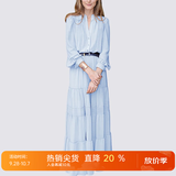 MeetMetro玛依尔法式仙女连衣裙女2026秋新款高端气质纯欲风裙子礼服长裙 浅蓝 XL