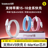 倍思苹果18充电线双头type-c数据线PD100W兼容60W适用iPhone17Promax/16/15手机Mac电脑iPad华为1米白