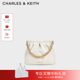 CHARLES&KEITH链条单肩腋下托特包流浪包包女包生日礼物送女友CK2-20671559 【M号】White白色 M