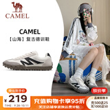 骆驼（CAMEL）情侣穿搭德训鞋山海红色黄色复古休闲百搭运动男女防滑板鞋 7606，象牙白/黑，女 38