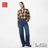 优衣库宽松廓形牛仔裤常规款女装男装/弯刀镰刀裤482280 487973 487973/68深蓝色 25 /160/64A
