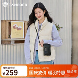 坦博尔羽绒服马甲女立领宽松外搭短款羽绒背心外套TD236006 小香白 165