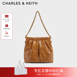 CHARLES&KEITH链条单肩腋下托特包流浪包包女包生日礼物送女友CK2-20671559 【M号】Chocolate巧克力色 M