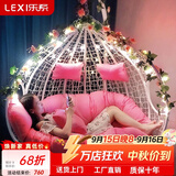 乐系（LEXI） 吊椅双人鸟巢秋千吊篮家用室内阳台吊兰户外吊床藤椅摇篮椅躺椅 【橡胶木】双人白色细藤特大号 静音款
