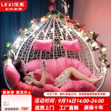 乐系（LEXI） 吊椅双人鸟巢秋千吊篮家用室内阳台吊兰户外吊床藤椅摇篮椅躺椅 【橡胶木】双人白色细藤特大号 静音款