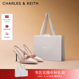 CHARLES&KEITH缎面蝴蝶结尖头高跟凉鞋女生日礼物送女友CK1-60361556 Light Pink浅粉色 35
