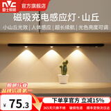 雷士（NVC）人体感应灯带自粘无线橱柜灯酒柜鞋柜充电led灯条磁吸护眼氛围灯 山丘-黑【42cm】三色-1500毫安
