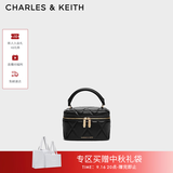 CHARLES&KEITH菱格链条手提斜挎小方包盒子包包女包生日礼物送女友CK2-80782534 Black黑色 小包