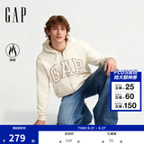 盖璞（GAP）男女装春款LOGO仿羊羔绒宽松连帽衫卫衣美版789781 米色 M 美码  L亚洲码180/96A