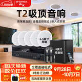 山水（SANSUI）T2 嵌入式吸顶音响音箱 5.1家庭影院音响套装  吊顶喇叭 音箱功放家用商用 家庭吸顶音响客厅环绕 T3【900W功放+8吋喇叭*5+8吋炮+话筒】