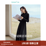 茵曼（INMAN）2026秋冬女装新款灯芯绒连衣裙新品长袖休闲针织礼服中长裙子 午夜黑-18348357H1 M