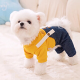 憨憨宠宠物狗狗衣服 狗衣服中小型犬泰迪衣服冬季加绒加厚背带裤猫衣服 黄色背带裤S号推荐4-6斤宠物