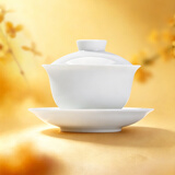 景德镇（jdz）陶瓷茶具白瓷三才盖碗家用泡茶杯中式简约纯色茶碗中秋节礼物初见