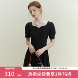 范思蓝恩黑色法式气质显瘦连衣裙女夏季赫本风小黑裙设计感12125 黑色 M