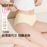 ubras高弹织带莫代尔7A抗菌裆中腰三角裤女士内裤女3条装 灰+瓷肌+黄 L
